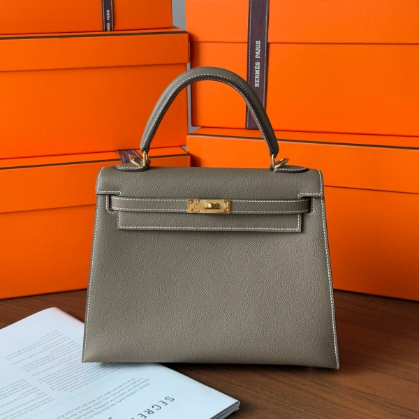 【エルメス HERMES】ケリー25 セリエ エトゥープ (18) エプソン ゴールド金具（100％手縫）